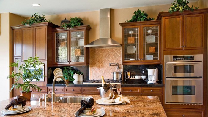 Small breakfast in a luxury kitchen.