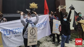 Demo di Kedubes Myanmar, Massa JRMK Kecam Kudeta Militer