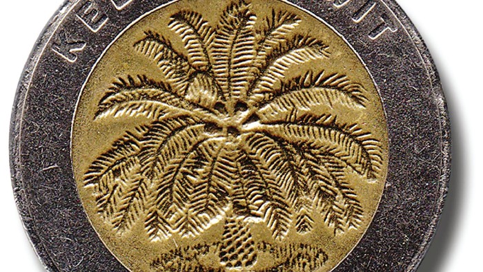Uang logam Rp 1.000 bergambar kelapa sawit. Tahun emisi 1993