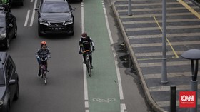 FOTO: DKI Bakal Bangun Jalur Sepeda di Sudirman-Thamrin
