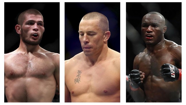 Nama Khabib, Georges St-Pierre, dan Kamaru Usman sering dikaitkan. Berikut penjelasan kemungkinan tipis duel tersebut terwujud di UFC.