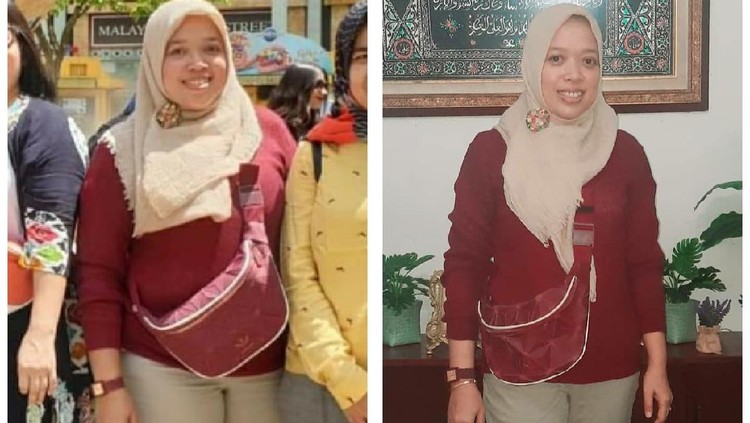Perbandingan tubuh Ayi Yuliani sebelum dan sesudah diet
