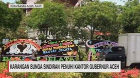 VIDEO: Karangan Bunga Sindiran Penuhi Kantor Gubernur Aceh