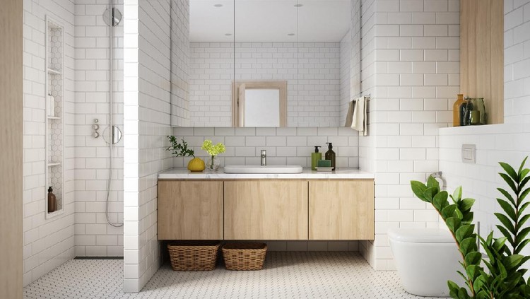 Modern Bathroom Interior stock photo - 3d render