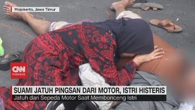 VIDEO: Suami Jatuh Pingsan dari Motor, Istri Histeris