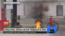 VIDEO: Korsleting, Sepeda Motor Terbakar di SPBU