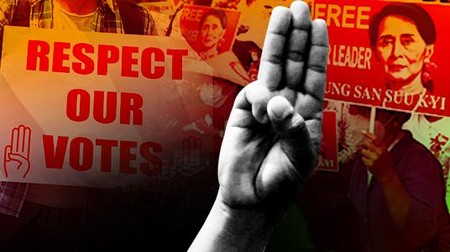Gelombang Demo Antikudeta Myanmar