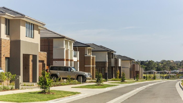 New housing estate in Australia growing city Melbourne. New development are constantly going up throughout the suburbs of Melbourne and many other capital cities around Australia.