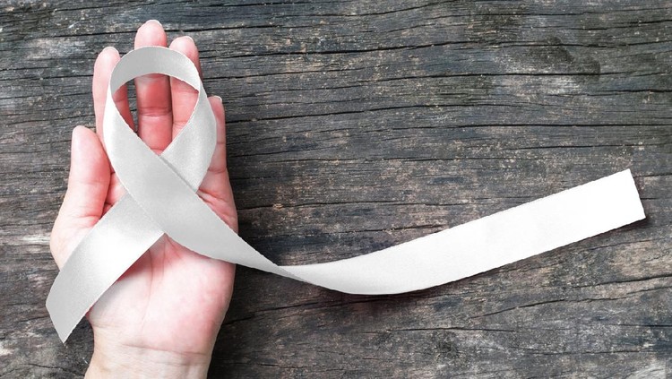 White or light pearl color ribbon for raising awareness on Lung cancer, Bone cancer, Multiple Sclerosis, Severe Combined Immune Deficiency Disease (SCID) and Newborn Screening and symbol