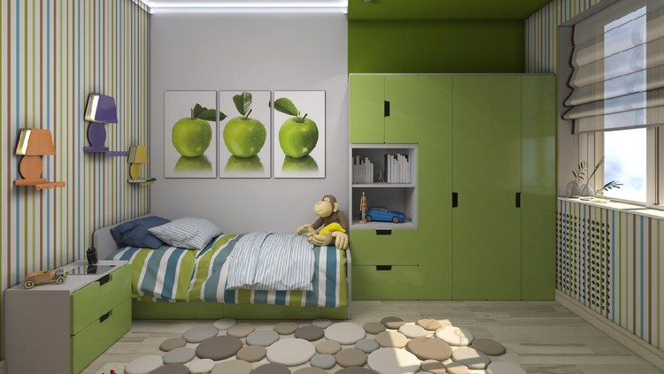 3d illustration of a green nursery for a boy