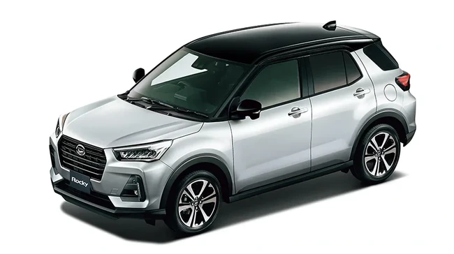 Toyota Raize dan Daihatsu Rocky merupakan model kembar yang diproduksi di Indonesia.