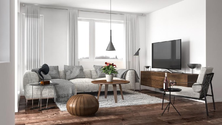 Modern living room. Render image.