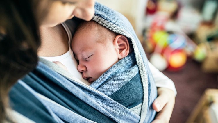 ilustrasi gendongan bayi baby wrap.