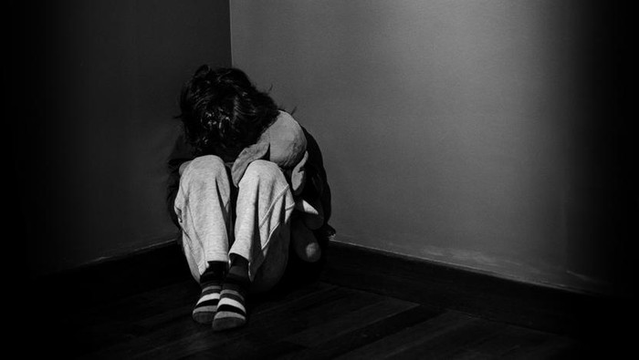 Stop Child Violence and Trafficking. Stop Violence Against Children, child bondage in angle image blur , Human Rights Day concept.