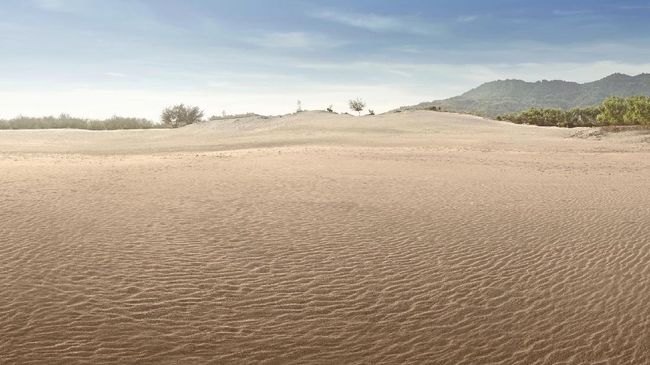 Gumuk Pasir Tungtung Karang berada di dekat Pantai Sayang Heulang, Kabupaten Garut, Jawa Barat.