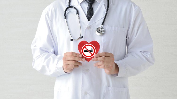 Doctor having heart object with no smoking sticker