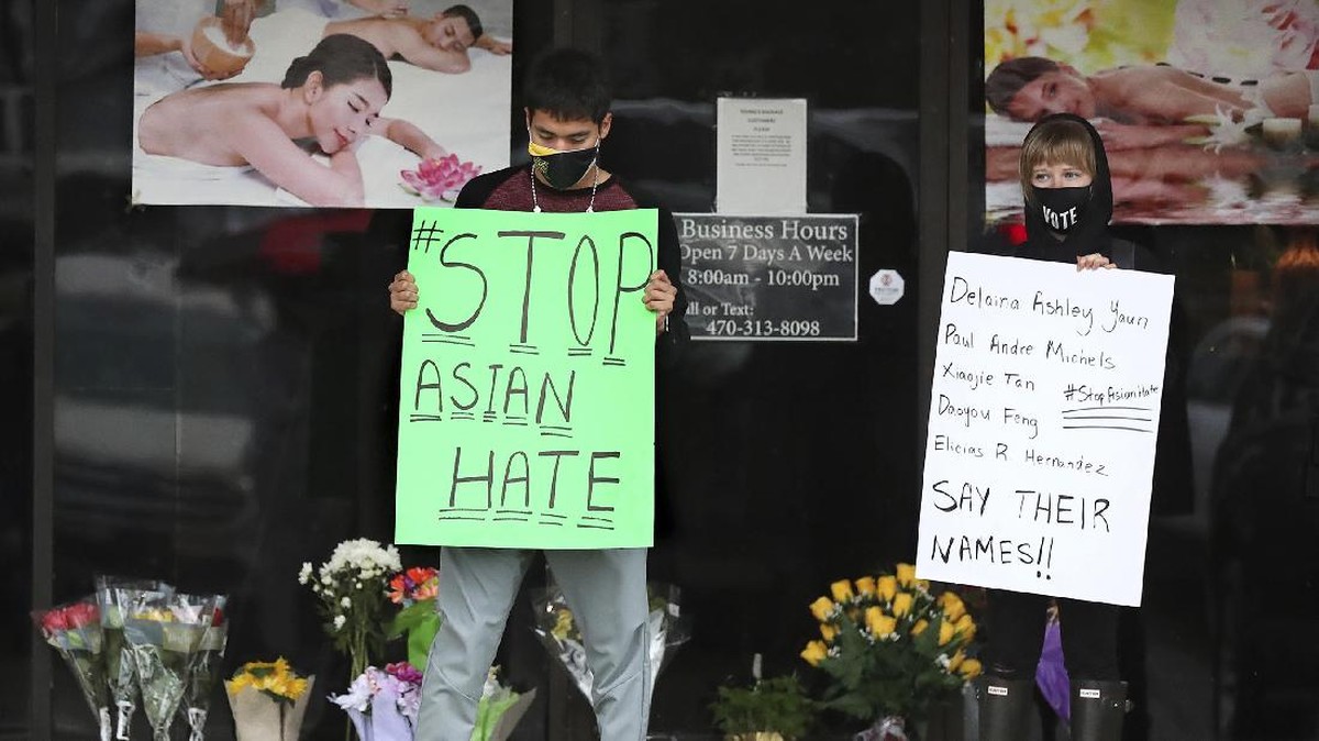FOTO: Aksi Anti-Rasial di AS Usai Keturunan Asia Ditembak