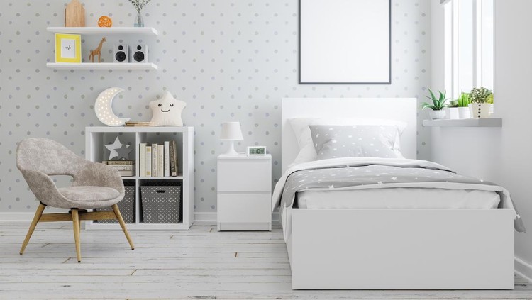 Mock up frame in teenager bedroom interior