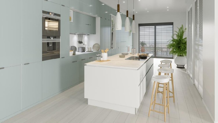 Ilustrasi lantai dapur Luxury Kitchen With Bar Counter