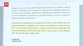 VIDEO: Malaysia Perintahkan Korut Tutup Kedutaan