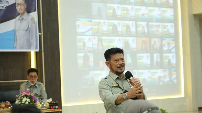 Menteri Pertanian Syahrul Yasin Limpo memberikan kuliah umum di Kampus Politeknik Pembangunan Pertanian (Polbangtan) Medan