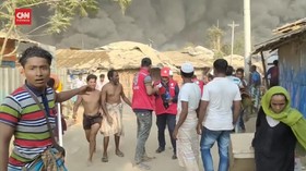 VIDEO: Kamp Rohingya Kebakaran, Puluhan Ribu Pengungsi Kabur