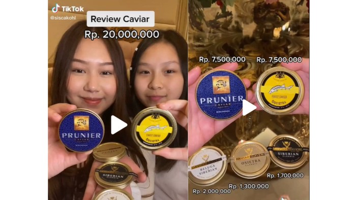 Caviar, makanan mewah yang terbuat dari telur ikan tertentu (Total Rp. 20.000.000) / foto: tiktok.com/siscakohl