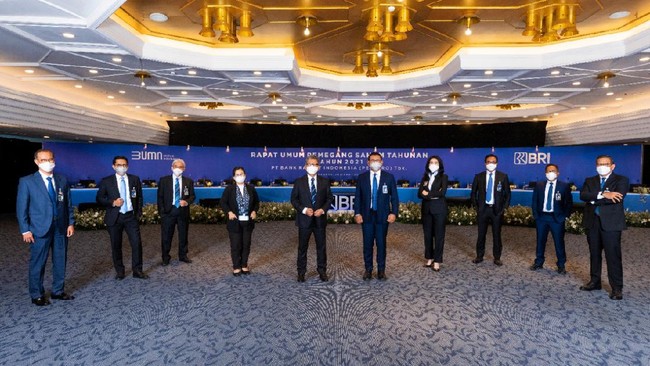 PT. BRI (Persero) Tbk menggelar Rapat Umum Pemegang Saham Tahunan (RUPST) Tahun 2021 dan membagikan dividen sebesar 65 persen atau Rp12,1 triliun.