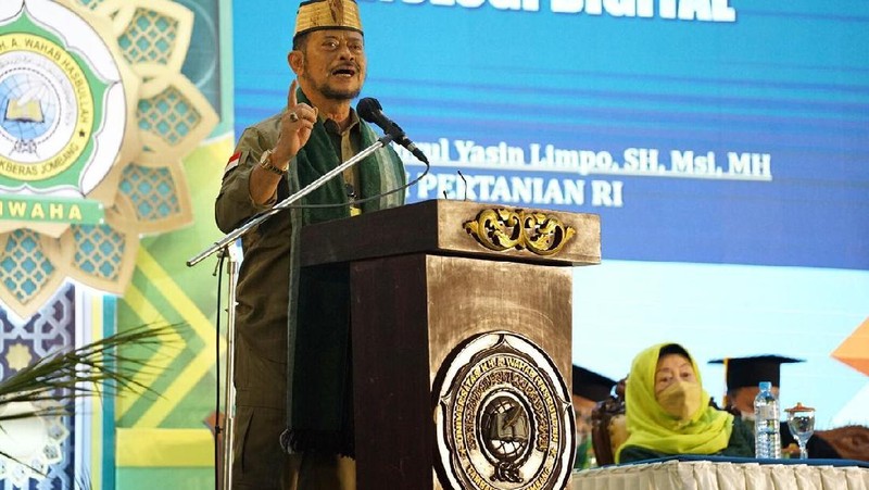 Menteri Pertanian (Mentan) Syahrul Yasin Limpo menyebut peranan mahasiswa, khususnya para sarjana Universitas KH. A. Wahab Hasbullah (Unhawa)