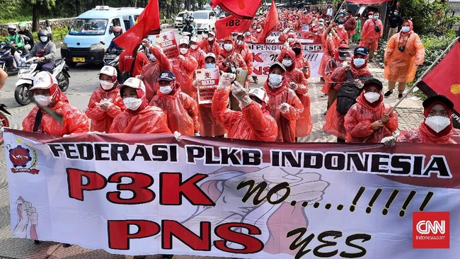 Ratusan petugas lapangan Keluarga Berencana (PLKB) berdemo menuntut diangkat menjadi PNS.