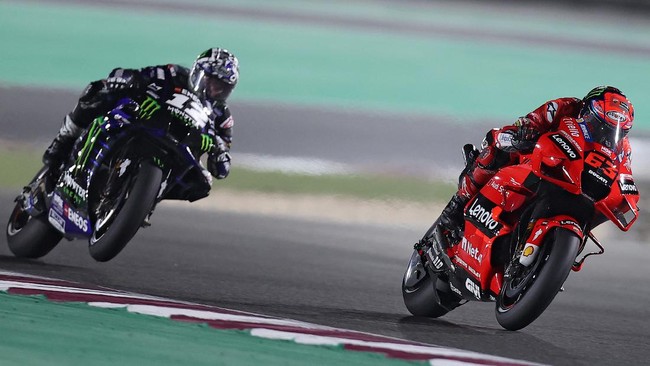 Pembalap Ducati Francesco Bagnaia jadi yang tercepat pada FP2 MotoGP Portugal, sementara Marc Marquez keenam, Jumat (16/4).