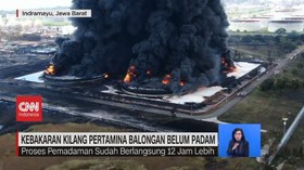 VIDEO: Kebakaran Kilang Pertamina Balongan Belum Padam
