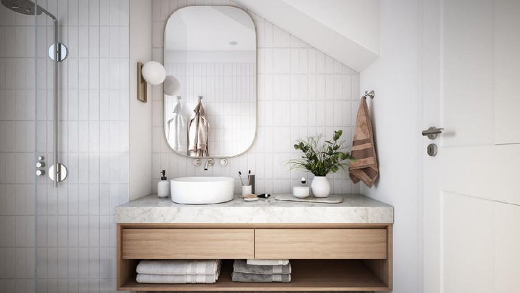 Modern Bathroom Interior stock photo - 3d render