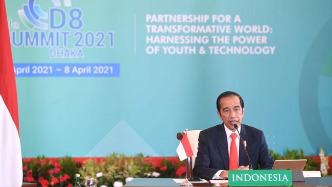 Jokowi menyampaikan road map Indonesia 4.0 lewat transformasi digital di hadapan Kanselir Jerman Angela Merkel secara virtual..