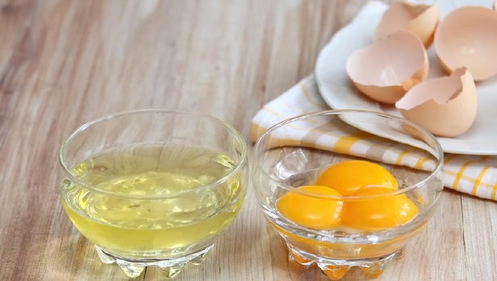 Broken egg shells  are at background