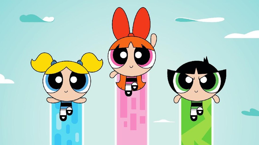 Powerpuff — Image Number: PPF_FirstLook.jpg -- Pictured (L-R): Dove Cameron as Bubbles, Chloe Bennet as Blossom and Yana Perrault as Buttercup -- Photo: James Acomb/The CW -- © 2021 The CW Network, LLC. All Rights Reserved.