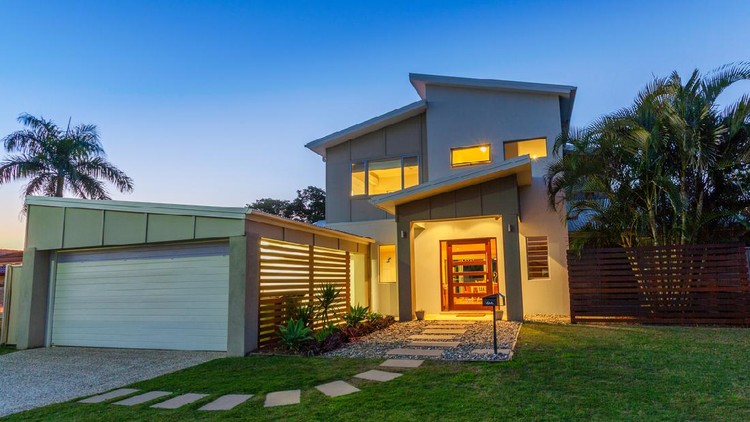 Modern australian home front at dusk