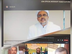 Penampakan Habib Rizieq Jalani Sidang Disertasi dari Rutan Bareskrim