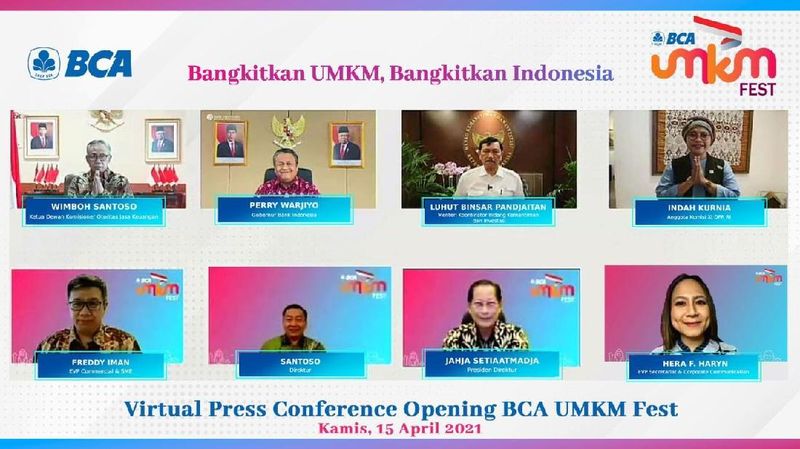 Presiden Direktur PT Bank Central Asia Tbk (BCA) Jahja Setiaatmadja mengumumkan gelaran kegiatan virtual BCA UMKM Fest