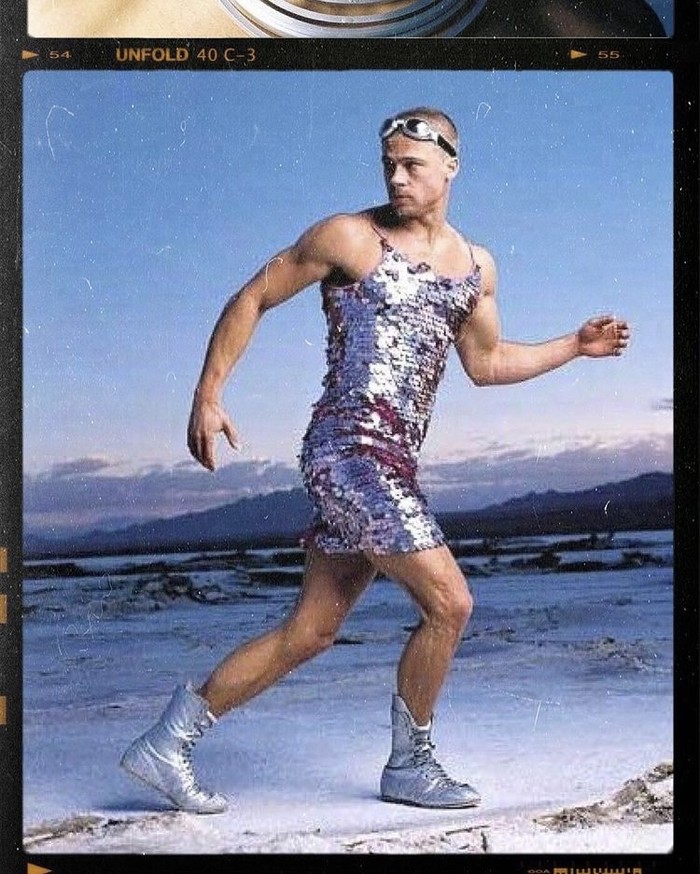 Brad Pitt untuk majalah Rolling Stone tahun 1999 yang kontroversial. Foto: instagram.com/90scelebvibes/