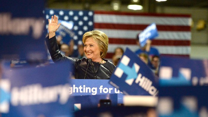 Saint Louis, MO, USA - March 12, 2016: Democratic presidential candidate and former Secretary of State Hillary Clinton campaigns at Nelson-Mulligan Carpenters Training Center in St. Louis.