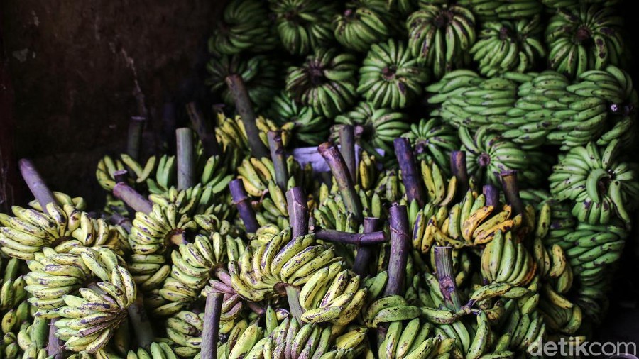 Sejumlah pedagang tampak menjajakan buah pisang miliknya di Pasar Pisang Kebayoran Lama&comma; Jakarta Selatan&comma; Selasa &lpar;20&sol;4&sol;2021&rpar;&period; Sepinya para pembeli di Pasar Pisang ini membuat omset para pedagang turun diatas 50&percnt;&period; Salah seorang pedagang mengatakn&comma; penyebabnya adalah karena banyaknya para pembeli mereka yang merupakan para pedagang lebih memilih pulang kampung lebih awal karena adanya larangan mudik oleh pemerintah&period;