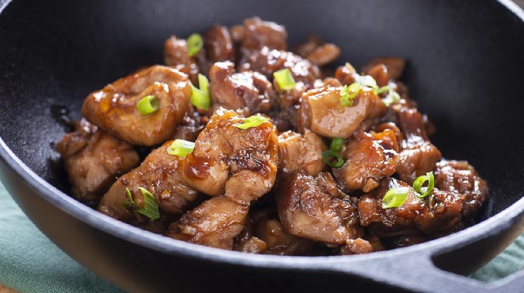 Stir-Fried Bourbon Chicken in a Wok
