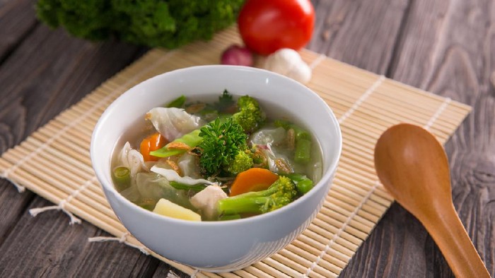 sayur sop or vegetable with chicken soup indonesian culinary