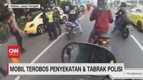 VIDEO: Mobil Terobos Penyekatan Dan Tabrak Polisi