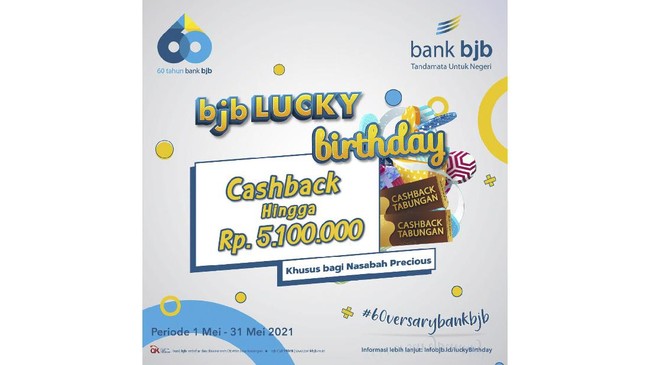 Untuk merayakan HUT ke-60, bank bjb telah menyiapkan sejumlah program hadiah dan promo menarik bagi para nasabah loyal.