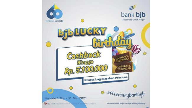 Semarak HUT ke-60, bank bjb Bagi-bagi Promo dan Hadiah Untuk merayakan HUT ke-60, bank bjb telah menyiapkan sejumlah program hadiah dan promo menarik bagi para nasabah loyal.