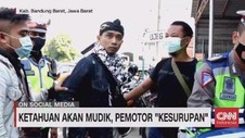 VIDEO: Ketahuan Mudik, Pemotor Kesurupan