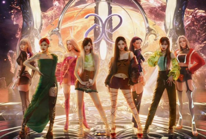 Tidak lupa, Aespa juga berpose bersama versi avatar mereka masing-masing / foto: twitter.com/aespa_official