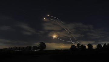 Israeli Iron Dome air defense system launches to intercept rockets fired from Gaza Strip, near Sderot, Israel, Thursday, May 13, 2021. (AP Photo/Ariel Schalit)